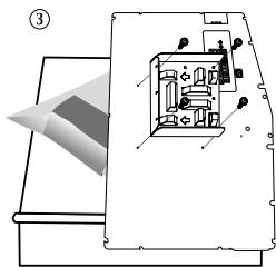 Technical diagram showing a mechanical assembly with labeled components and directional arrows, likely illustrating a motion or assembly process.