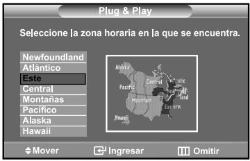 Plug & Play Selecione la zona horaria en la que se encuentra. Newfoundland Atlántico Este Central Montañas Pacífico Alaska Hawaii Mover Ingresar Omitir