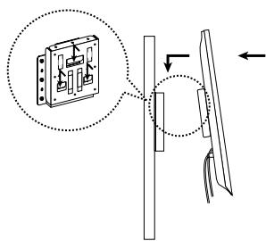 Diagram showing a device panel with an arrow indicating direction, including a magnified inset of the panel.