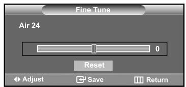 Fine Tune Air 24 0 Reset Adjust Save Return