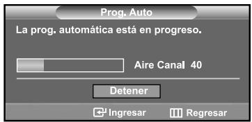 Prog. Auto La prog. automática está en progreso. Aire Canal 40 Detener Ingresar Regresar