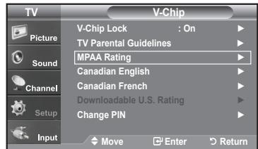 SAMSUNG LN-T1954H - How to Set up Restrictions Using the MPAA Ratings: G, PG, PG-13, R, NC-17, X, NR - 3