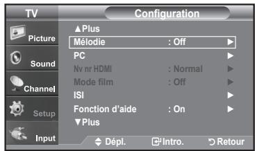 SAMSUNG LN-T1954H - Configuration de la mélodie de marche/d'arrêt - 1