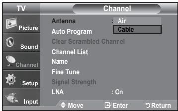 SAMSUNG LN-T1954H - Selecting the Antenna - 5