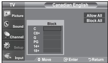 SAMSUNG LN-T1954H - How to Set up Restrictions Using the 'Canadian English' - 4