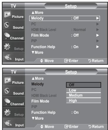 SAMSUNG LN-T1954H - Setting the On/Off Melody - 1