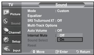 SAMSUNG LN-T1954H - Selecting the Internal Mute - 2