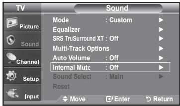 SAMSUNG LN-T1954H - Selecting the Internal Mute - 1