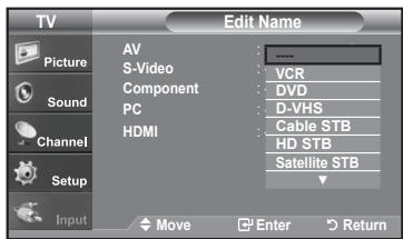 SAMSUNG LN-T1954H - To Edit the Input Source Name - 3