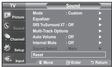 SAMSUNG LN-T1954H - Resetting the Sound Settings to the Factory Defaults - 1