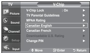 SAMSUNG LN-T1954H - How to Set up Restrictions Using the 'Canadian English' - 3