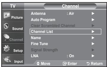 SAMSUNG LN-T1954H - Viewing the Channel Lists - 1