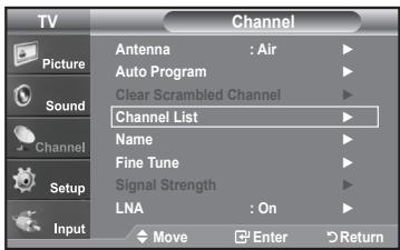 SAMSUNG LN-T1954H - Setting the Channel Lists - 1