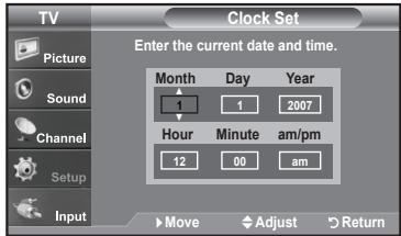SAMSUNG LN-T1954H - Option 1: Setting the Clock Manually - 5