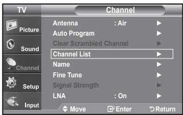 SAMSUNG LN-T1954H - Using the Channel Lists - 1