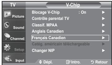SAMSUNG LN-T1954H - Comment configurer les restrictions à l'aide des 'Français canadien' - 3