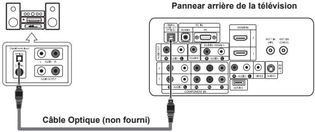 Pannear arrière de la télévision Câble Optique (non fourni)
