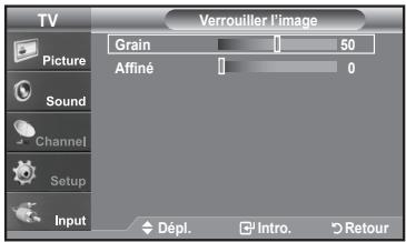 TV Picture Sound Channel Setup Input Grain 50 Affiné 0 Dépl. Intro. Retour