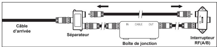 Câble d'arrivée Séparateur IN CABLE OUT Boîte de jonction Interrupteur RF(A/B) A B