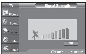 TV Signal Strength Picture Sound Channel Setup Input OK Enter Return