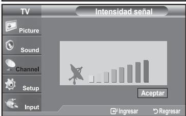 TV Intensidad señal Picture Sound Channel Setup Input Aceptar Ingresar Regresar