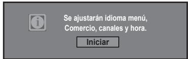 Se ajustarán idioma menú, Comercio, canales y hora. Iniciar