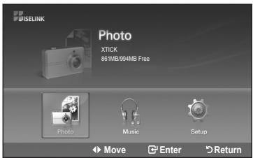 PHISELINK Photo XTICK 861MB/004MB Free Photo Music Setup Move Enter Return