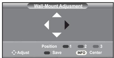 Wall-Mount Adjustment Position 1 2 3 Save INFO Center Adjust
