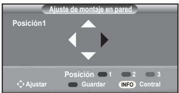 Ajuste de montaje en pared Posición1 Posición 1 2 3 Ajustar Guardar INFO Central