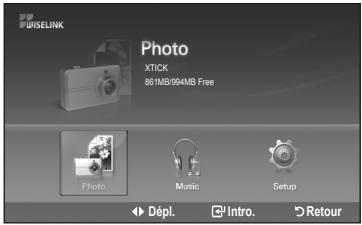 WISELINK Photo XTICK 861MB/994MB Free Photo Music Setup Dépl. Intro. Retour