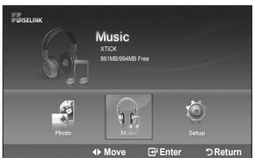 WISELINK Music XTICK 861MB:994MB Free Photo Music Setup Move Enter Return