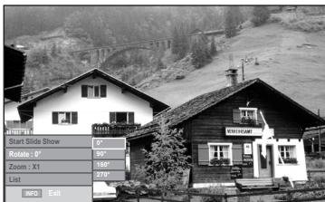 Start Slide Show Zoom: 0° Zoom: X1 List ISO Exit