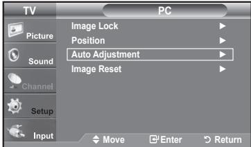 TV Picture Sound Channel Setup Input PC Image Lock Position Auto Adjustment Image Reset Move Enter Return