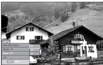 Start Slide Show X1 Rotate: 0° X2 Zoom: X1 X3 List ISO Exit