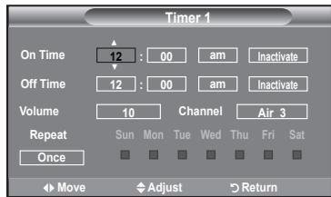 SAMSUNG LN37A450 - Setting the On/Off Timer - 2