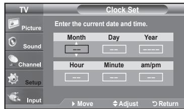 SAMSUNG LN37A450 - Option 1: Setting the Clock Manually - 5