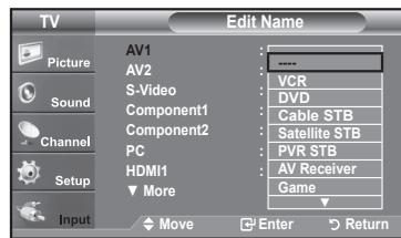 SAMSUNG LN37A450 - To Edit the Input Source Name - 3