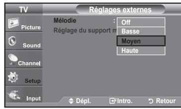 SAMSUNG LN37A450 - Réglage de la mélowie de mise sous/hors tension du téléviseur - 2