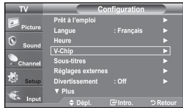 SAMSUNG LN37A450 - Comment configurer les restrictions à l'aide des évaluations MPAA: G, PG, PG-13, R, NC-17, X, NR - 1