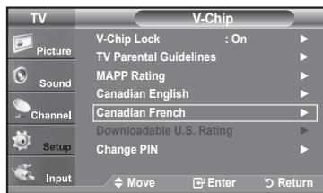 SAMSUNG LN37A450 - How to Set up Restrictions Using the 'Canadian French' - 3