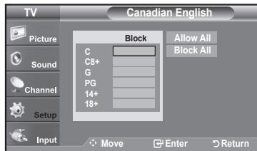 SAMSUNG LN37A450 - How to Set up Restrictions Using the 'Canadian English' - 4