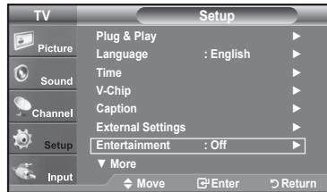 SAMSUNG LN37A450 - Setting the Entertainment mode - 1