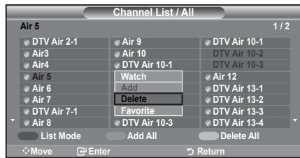 SAMSUNG LN37A450 - Adding and Erasing Channels - 2