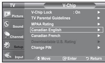SAMSUNG LN37A450 - How to Set up Restrictions Using the 'Canadian English' - 3