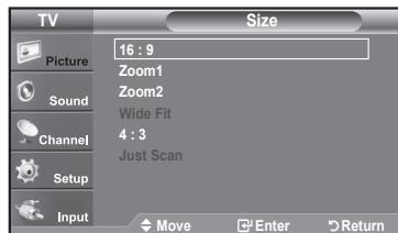 SAMSUNG LN37A450 - Setting the Screen Size - 2