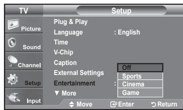 SAMSUNG LN37A450 - Setting the Entertainment mode - 2