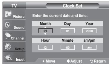 SAMSUNG LN37A450 - Option 1: Setting the Clock Manually - 6