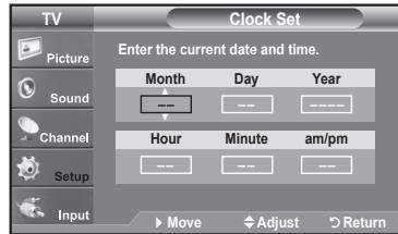 SAMSUNG LN40A450C1D - Option 1: Setting the Clock Manually - 5