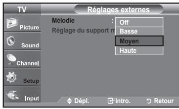 SAMSUNG LN40A450C1D - Réglage de la mélowie de mise sous/hors tension du téléviseur - 2