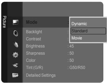 SAMSUNG LN40A540P2F - Changing the Picture Standard - 1